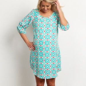 Mint green pink geometric maternity dress
